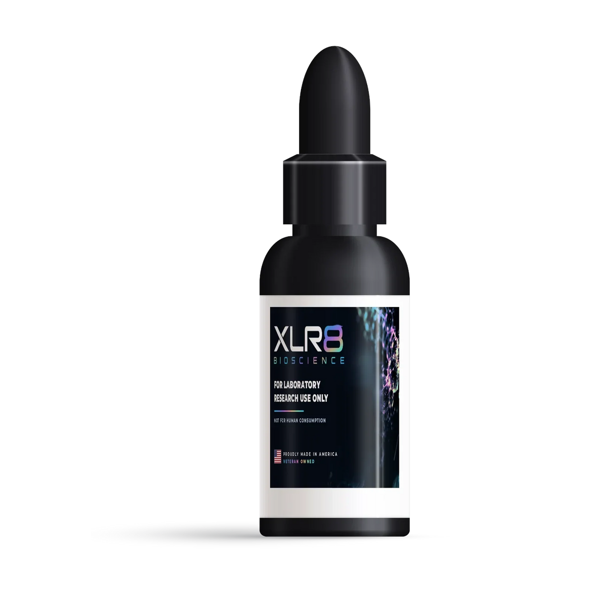 GHK-CU Serum in an XLR8 BIOSCIENCE labelled glass dropper bottle